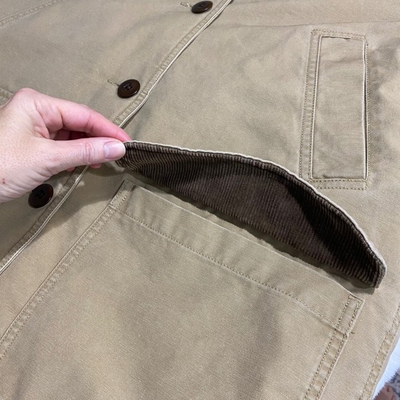 LL Bean Chore Original Field Coat Tan Cotton Canvas Thinsulate Jacket Y2K 90s - Picture 10 of 11